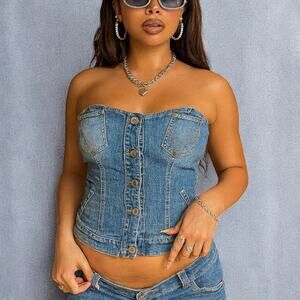 Rare Vintage Y2K D&G Dolce & Gabbana Denim Corset Bustier Top Size 32/46